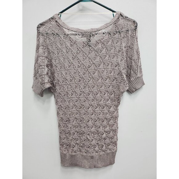 INC International Concepts Womens Fairy Sweater Medium Beige Metallic Crochet - Picture 7 of 9